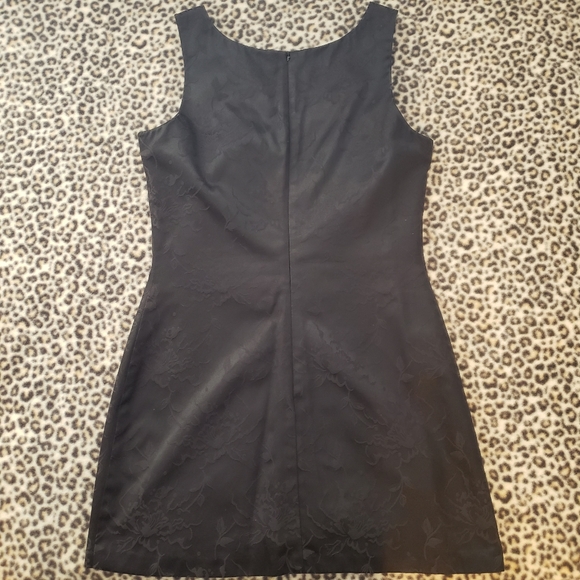Y2K Forever 21 Little Black Dress, Floral Jacquard Cocktail Mini Dress, Size M - Picture 10 of 14